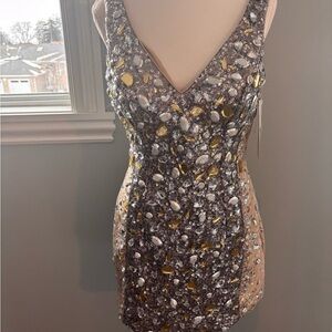 Elegant Sequin Embellished Dress - Gold and Silver